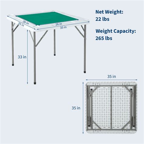 GarveeHome Folding 39.4" Mahjong Table for 4 Players Portable Square ...