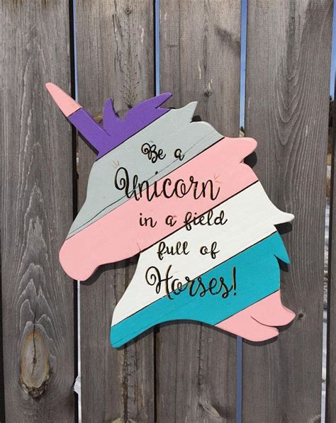 Unicorn Signwooden Unicorn Signgirls Bedroom Etsy Unicorn Room