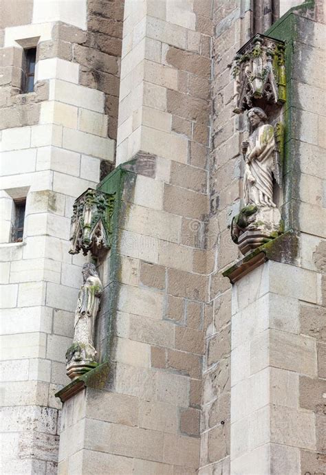 Gothic Sculptures On The Exterior Wall Of The Cathedral Stock Photo