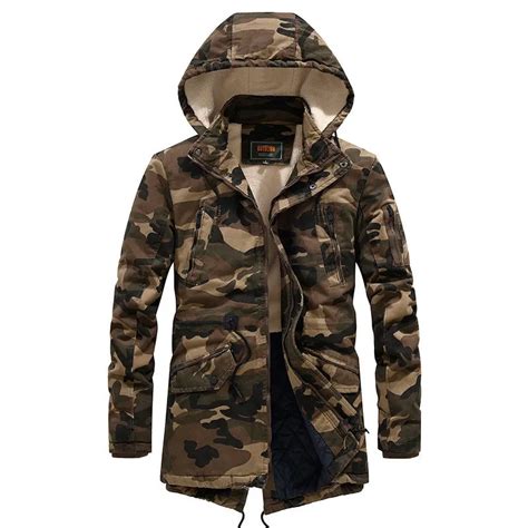 2018 Winter Mens Thicken Camouflage Parkas Jackets Long Down Hooded