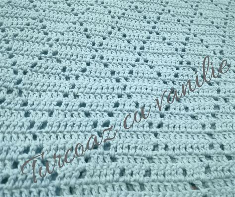 Diamond Crochet Baby Blanket Turquoise With Vanilla