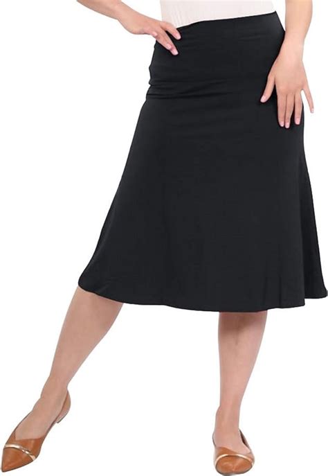 Kosher Casual Women S A Line Skirt With Foldover Waist Knee Length Xl Black Buy Online At Best