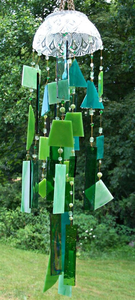 Handcrafted Stained Glass Wind Chime Green By Saltairartglass 3600