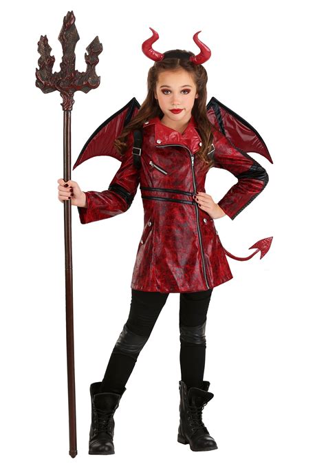 Girl S Leather Devil Costume