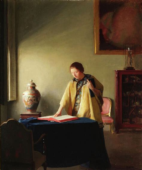 Woman With Book Painting By William Mcgregor Paxton American Art Art