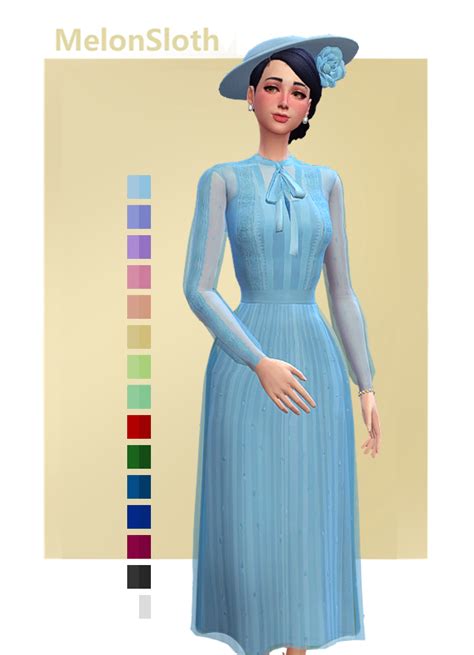 Light Blue Ascot Dress Sims 4 Mods Clothes Sims 4 Expansions Sims 4