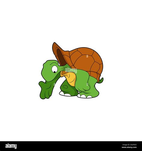 Cartoon Character Turtle Is Pointing Down Turtle Looking Down