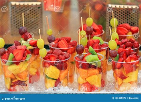 Fruits In Plastic Cups Stock Image Image Of Fresh Stall 103455077