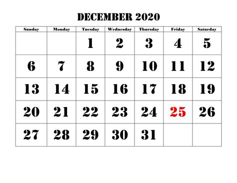 December 2020 Printable Calendar Free Template Pdf Wishes Images