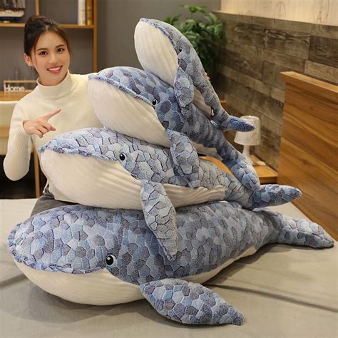 50 110cm Giant Size Whale Plush Toy Blue Sea Animals Stuffed Toy