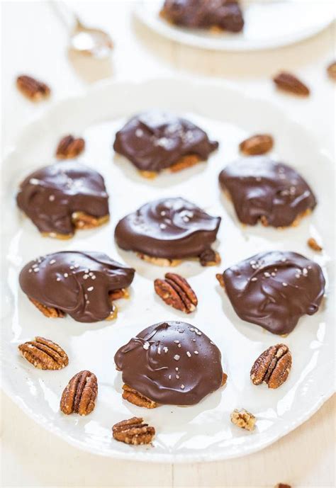 Homemade Chocolate Turtles With Pecans Caramel Averie Cooks