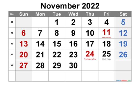 Free November 2022 Calendar Printable 6 Templates