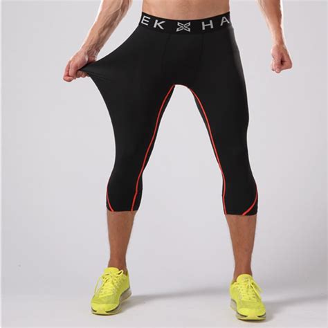 new elastic compression running pants men s 3 4 basketball legging pants sports jogging gym