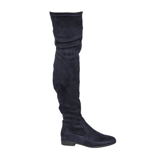 Fm32 Womens Stretchy Snug Fit Over Knee High Pull On Block Low Heel Boot Navy Cg186sxii22