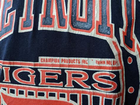 80s Vintage Detroit Tigers T Shirt Champion Slim Large Etsy