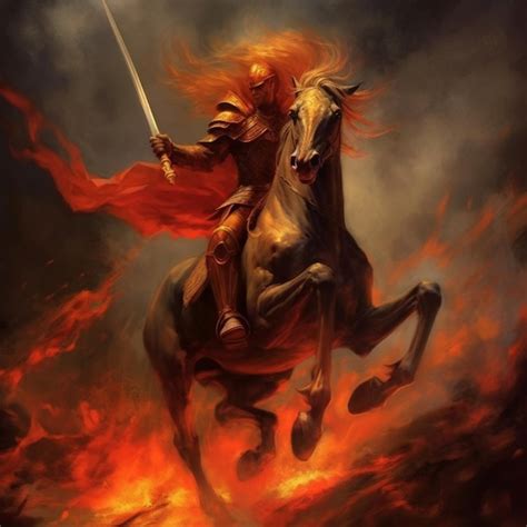 Premium Ai Image Fiery Red Horse Ghost Riding Jumping Wallpaper Ai