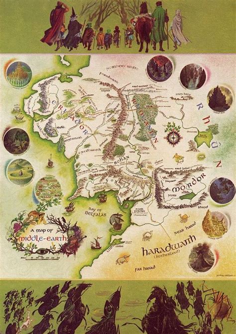 Map Of Middle Earth Illustration By Pauline Baynes For A 1961 Edition