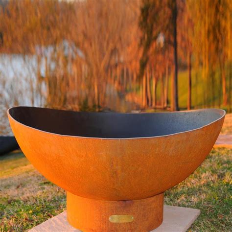 Shop Fire Pit Art 36 In W Iron Oxide Patina Steel Wood Burning Fire Pit