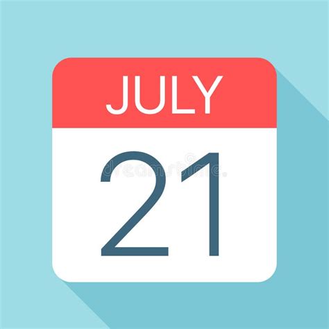 July 21 Calendar Icon Vector Illustration Of One Day Of Month Stock