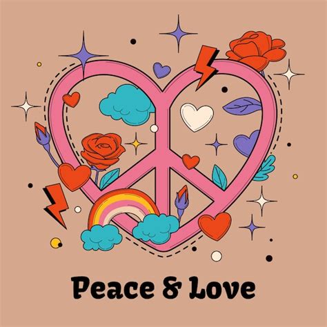 Free Vector Hand Drawn Retro Peace Symbol Illustration