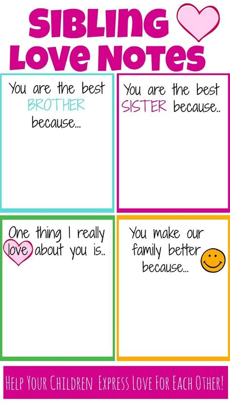Encourage Siblings To Express Love For Each Other With These Printable
