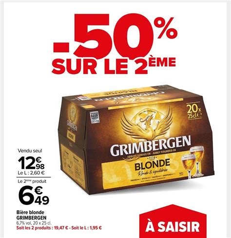 Promo Bière Blonde Grimbergen Chez Carrefour Market