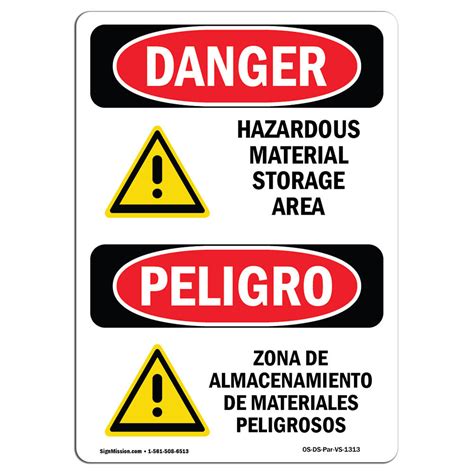 Signmission Osha Danger Hazardous Material Storage Area Bilingual Sign