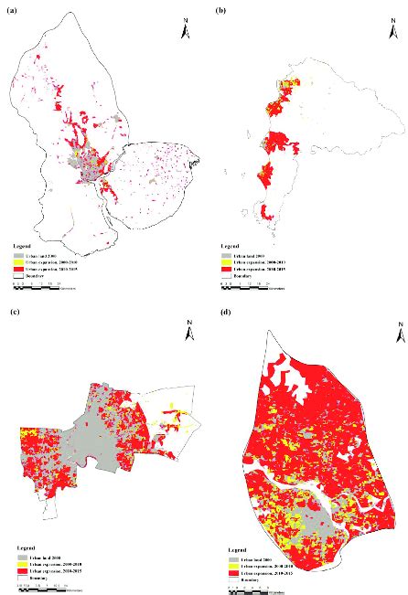 Maps Showing The Distribution Of Built Up Areas In The Cities Of Yangon