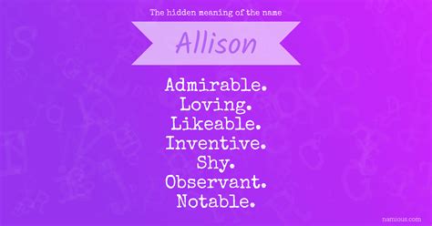 The Hidden Meaning Of The Name Allison Namious
