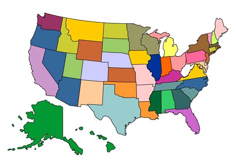 Usa maps united states colored