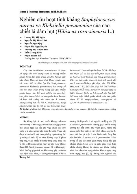 PDF Study On The Antibacterial Activities Of Hibiscus Rosa Sinensis