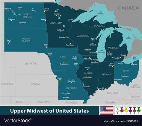 Upper Midwest United States Royalty Free Vector Image