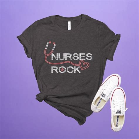 Nurses Rock T Shirt Bling Design Nurse T Shirt Cute Etsy