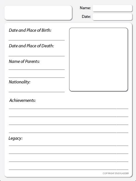 Biography Research Template Studyladder Interactive Learning Games