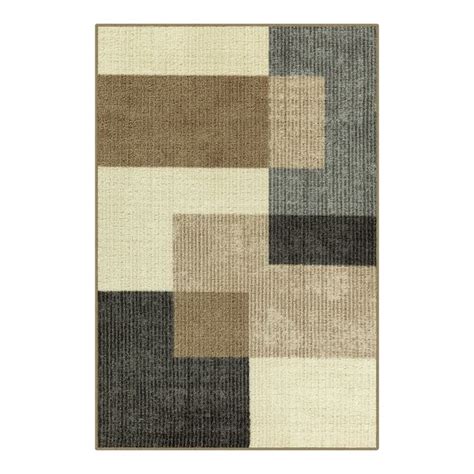 An Area Rug With Different Colors And Shapes On The Floor Including