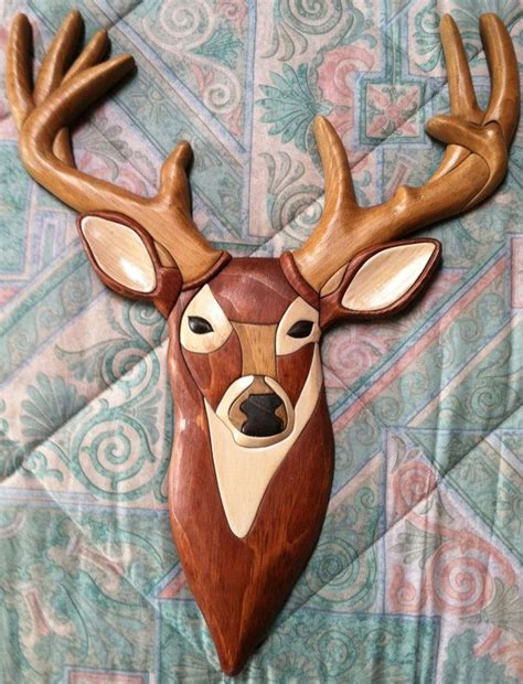 Intarsia Deer By Scrolledupworkshop On Etsy 5500 Intarsia Wood