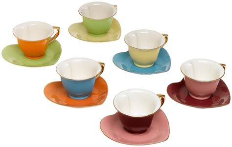 Classic Coffee And Tea Inside Out Heart Cups And Saucers Set Of 6