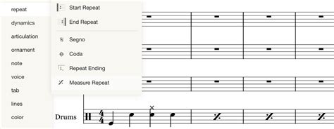 A repeat bar is a barline that resembles a music end, but with a dot above and below the middle staff line. Noteflight New Features- February 2017 - Noteflight Notes