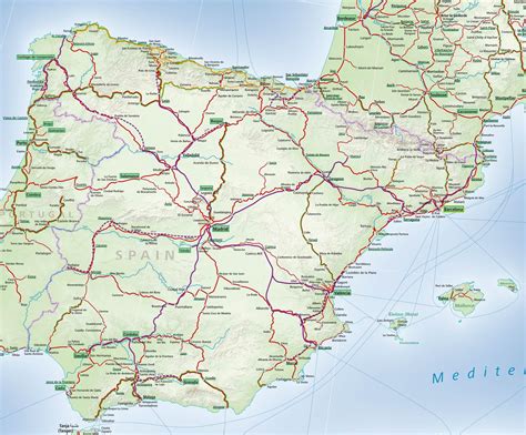 Spain Rail Map Map Of Spain Rail Southern Europe Europe