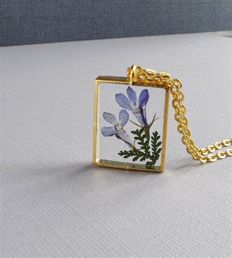 Real Flower In Resin Necklace Dried Flower Jewelry Botanical Etsy