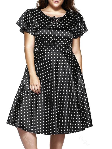 [46 off] plus size short sleeve polka dot midi dress rosegal