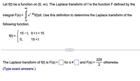 solved let f t be a function on [0 ∞ the laplace