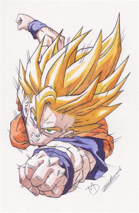 Goku Super Saiyan Ballpoint Pen Drawing By Demoose21 On Deviantart