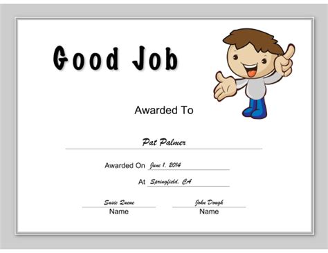 Good Job Certificate Printable Certificate