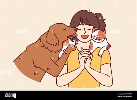 Dog Licking Woman Stock Vector Images Alamy