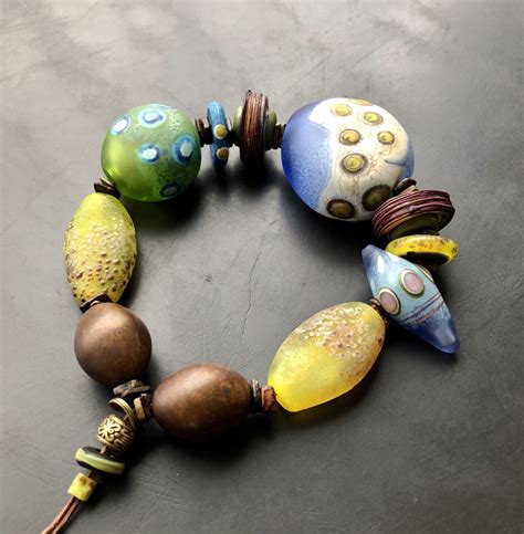 Blown Glass Rustic Pebble Necklace Set Beaded Jewelry Jewelry Design Glass Beads