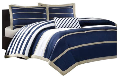 Navy Blue And White Queen Bedding Hanaposy