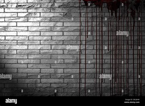Bloody Brick Wall In The Dark For Horror Content And Halloween Festival