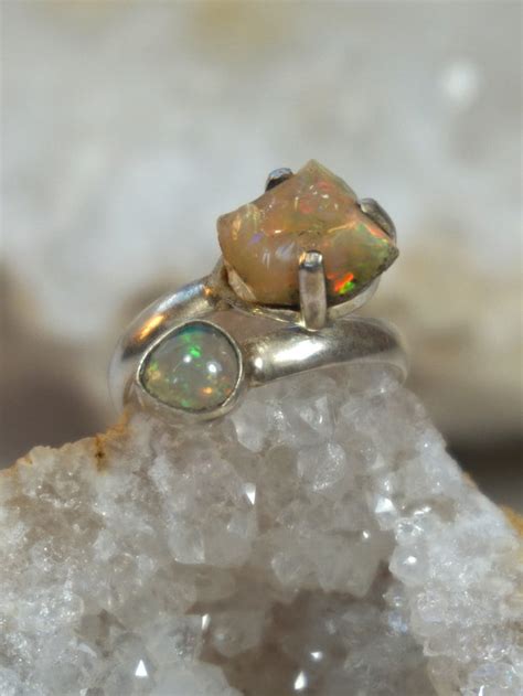Ethiopian Opal Ring 2 With Fire Opal Andrea Jaye Collection