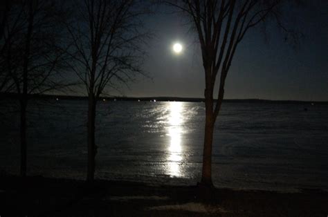A Brilliant Full Moon Over Burt Lake In Northern Michigan Taken By